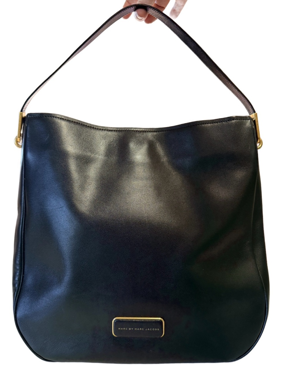 Marc by Marc Jacobs Lucero HoboBlack Leather Shoulder Crossbody Bag with Gold